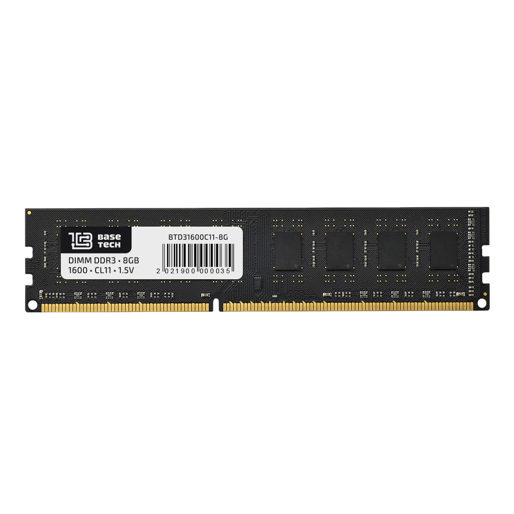 Память BaseTech DDR3 DIMM 8Гб, 1600МГц, CL11, Retail, 1.35/1.5В (BTD31600C11-8GN-RTL)