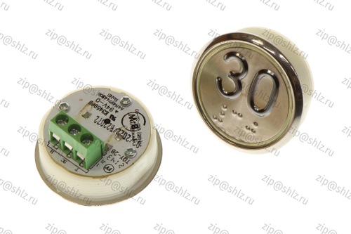 Кнопка (кнопочный модуль) EA2406S-D-W "30 этаж", круглая, белая динамическая подсветка, Брайль