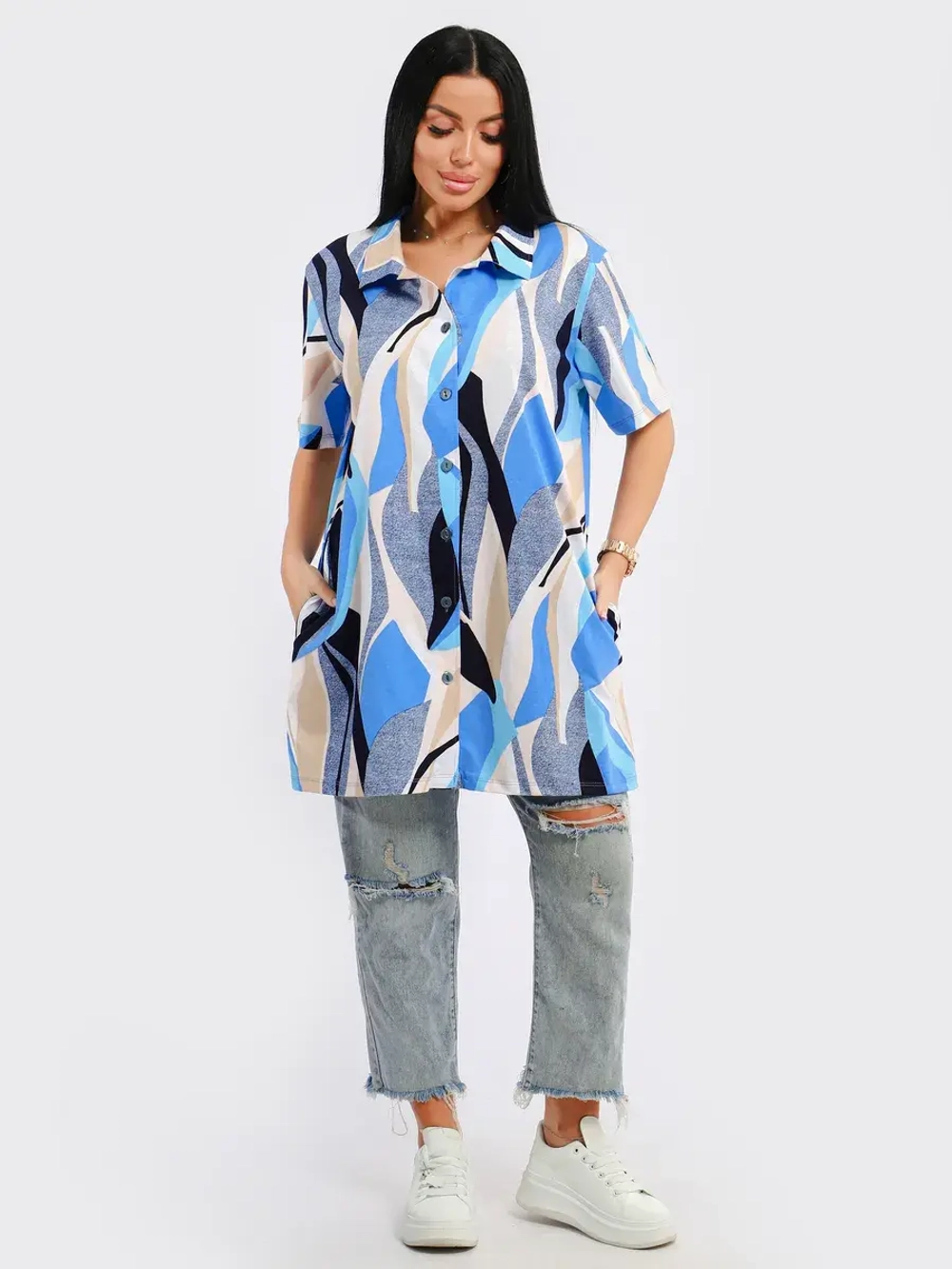 Туника-рубашка хлопок большие размеры