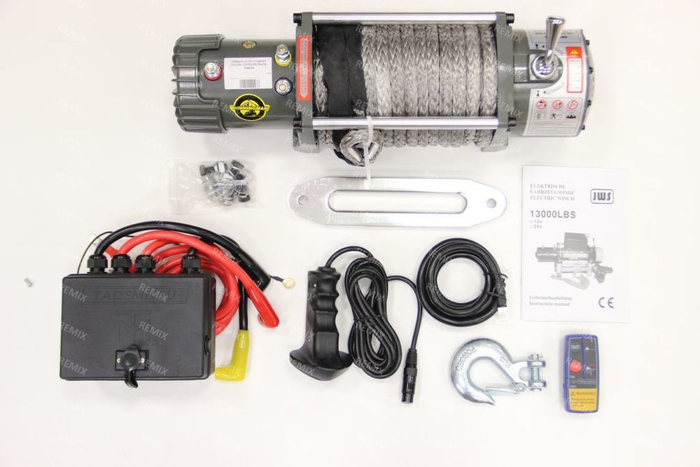 Лебедка электрическая 12V Electric Winch 12000lbs / 5443 кг (блок управления влагозащищен IP66) с кевларовым тросом 10mm 4922