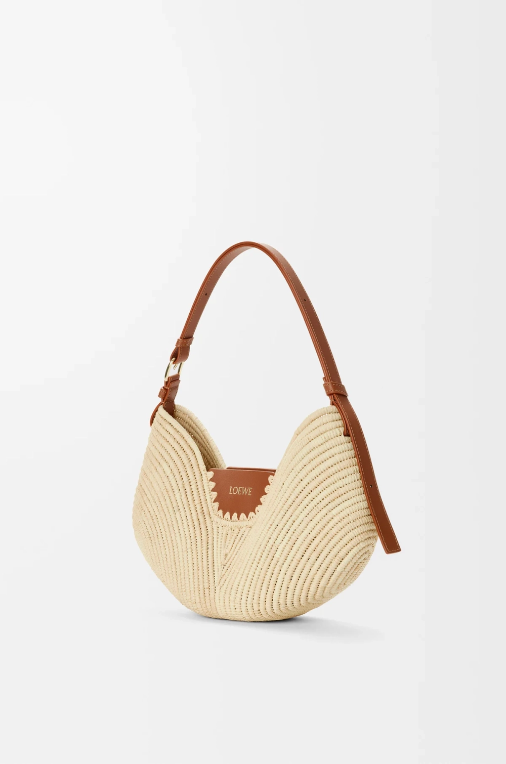 Loewe Сумка среднего размера Swing из рафии и телячьей кожи, натуральный/коричневый
