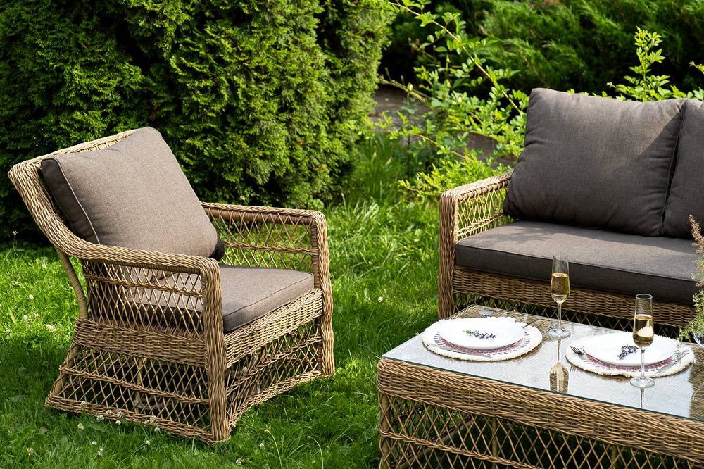 "Гранд Латте" лаунж-зона из искусственного ротанга, цвет соломенный