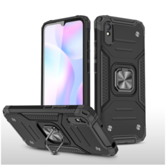 Противоударный чехол Strong Armour Case с кольцом для Xiaomi Redmi 9A (Черный)