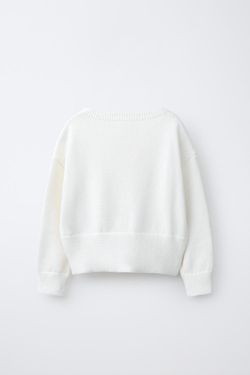 ZARA СВИТЕР С ВЫРЕЗОМ «ЛОДОЧКА», ЭКРЮ