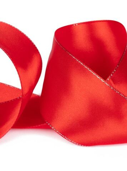 Лента атласная 50 мм,AL-50M ,двухстор. с металл. нитью 33 м, цв.026 под серебро