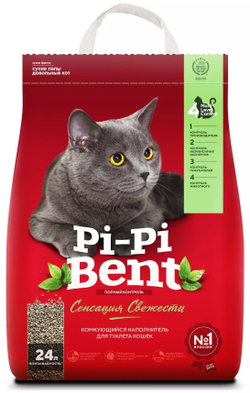 Наполнитель"Pi-Pi-Bent"комкующийся "Классик" 10кг Сенсация свежести