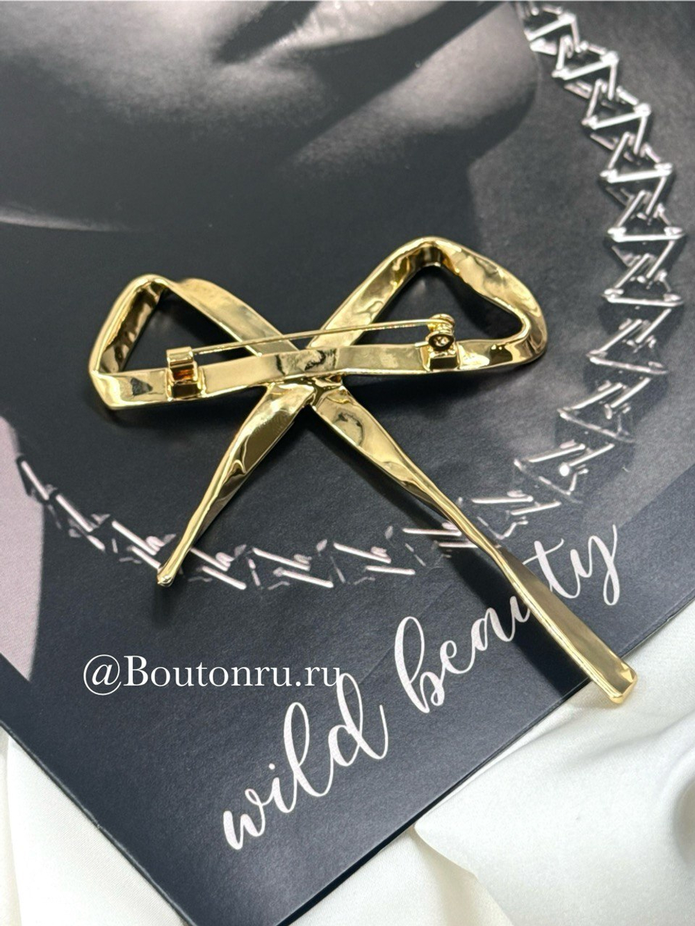 Брошь бантик золото