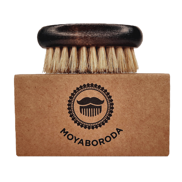 Щетка для бороды и усов MOYABORODA "DARK WOOD SOFT" (Мягкая, щетина кабана)