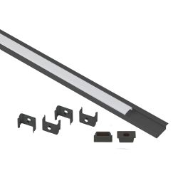 Комплект с врезным анодированным профилем ЭРА 2206B 22х6мм, 2м, черный САВ251 | Профили для светодиодных лент