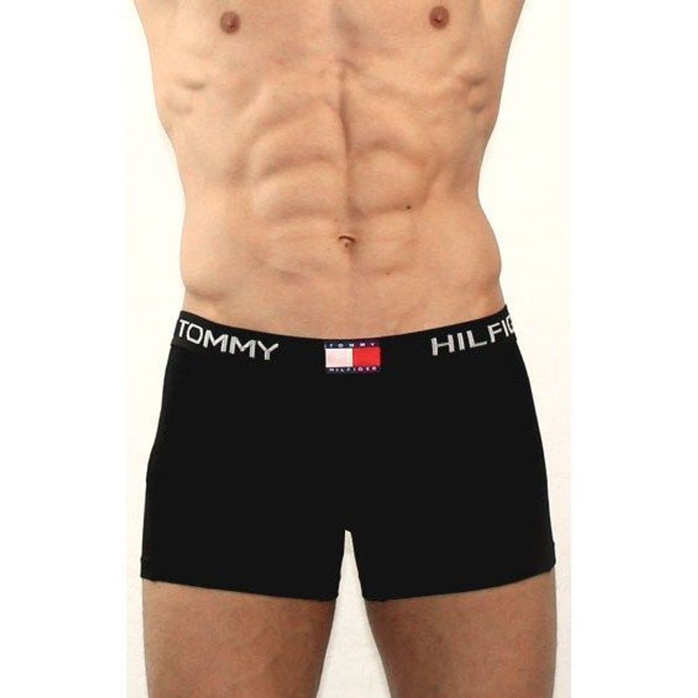 Мужские трусы боксеры черные с черной резинкой Tommy Hilfiger Dark Black