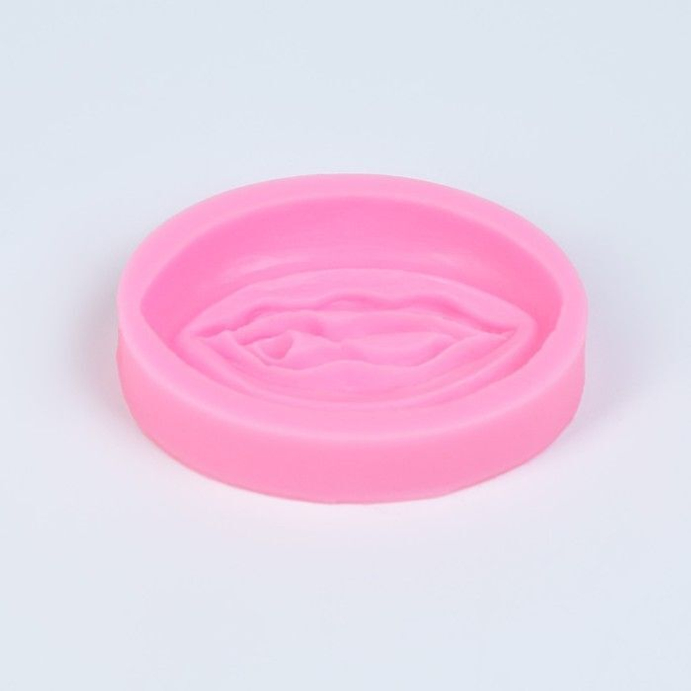 Розовая силиконовая форма в виде вульвы (Цвет: розовый)