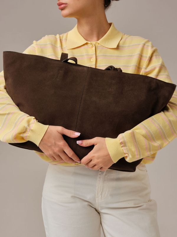 Замшевая сумка шоппер Texas DBR 31390 кофе