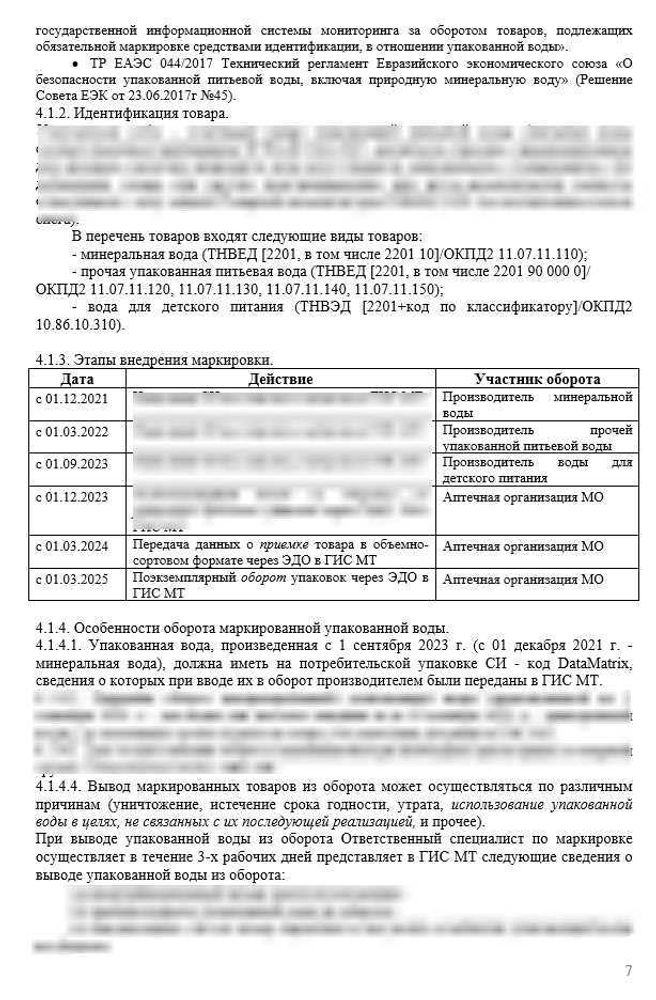 СОП «Порядок организации работ по обороту маркированных товаров в больничной аптеке»