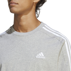 Мужское теннисное поло adidas Essentials Single Jersey 3-Stripes T-Shirt Men - Lightgrey, White