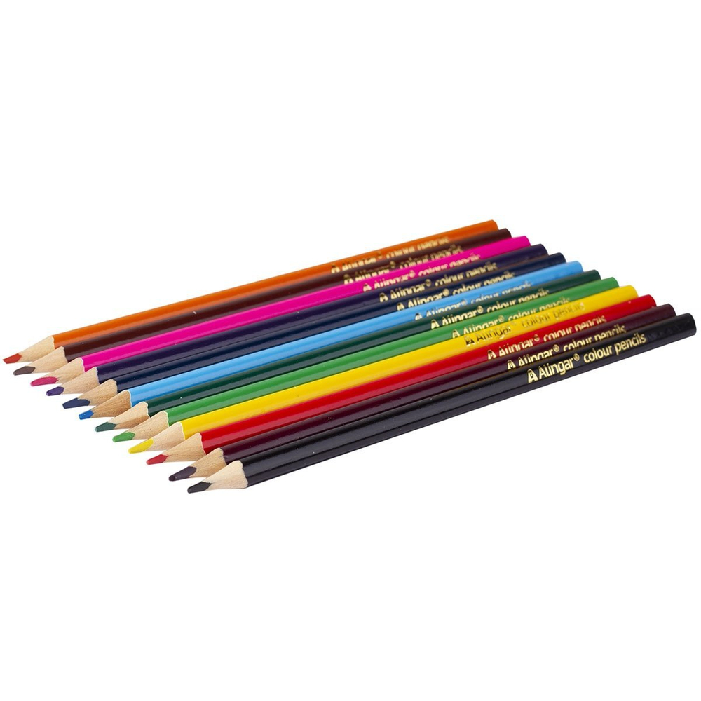 Карандаши цветные Alingar 12 цв., "Животные" деревянные, трехгранные, заточенные, грифель 2.8 мм, картон. уп., европод.