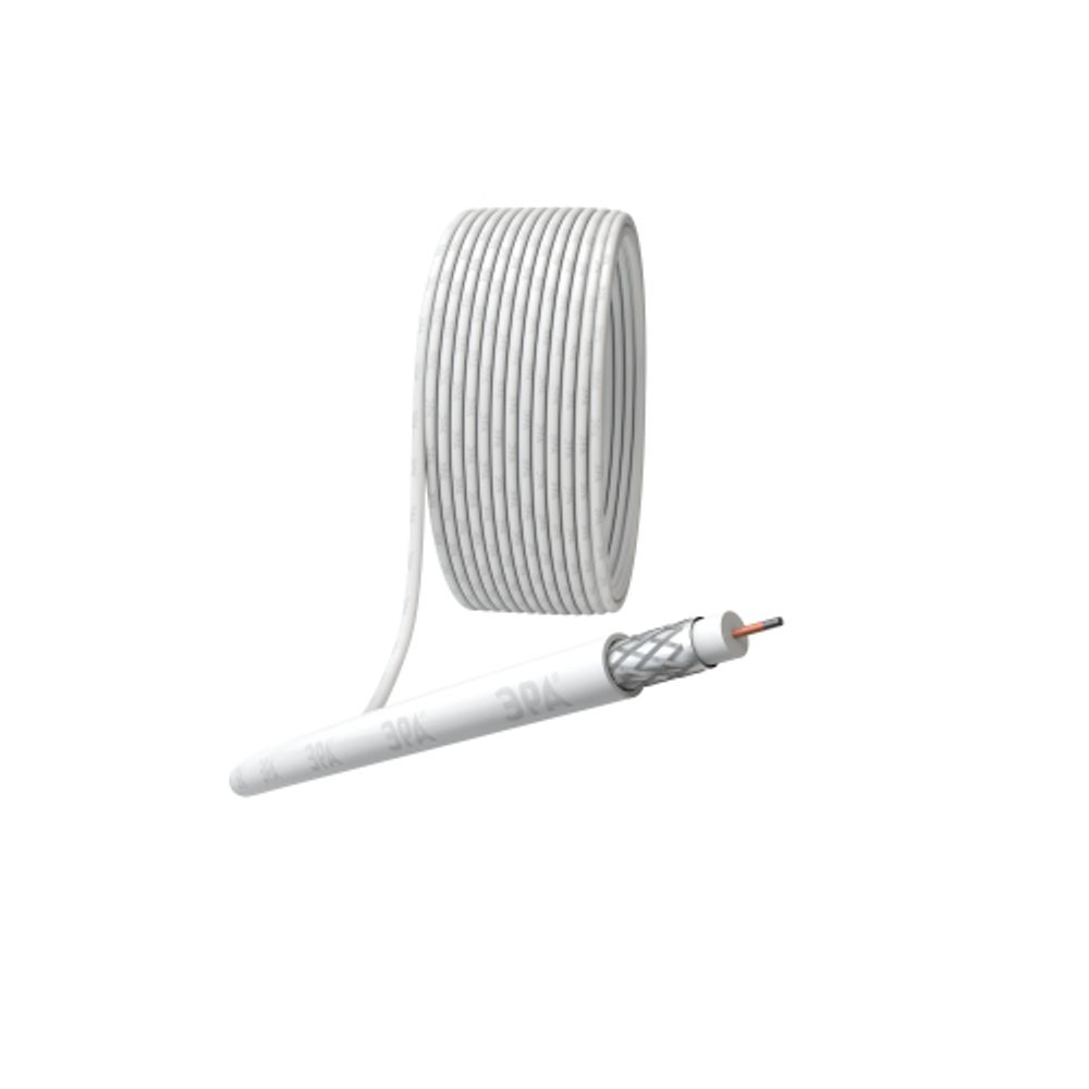 ЭРА Кабель коаксиальный RG-6U, 75 Ом, CCS/(оплётка Al 64%), PVC, цвет белый, бухта 100 м, SIMPLE (4/ | 