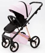 Детская коляска Adamex Quantum Superstar Deluxe 3 в 1 Q-STAR136-K (РОЗОВ.ЗЕФИР КОЖА+РОЗОВ.ДНО+РОЗОВ.ЗОЛОТО РАМА)
