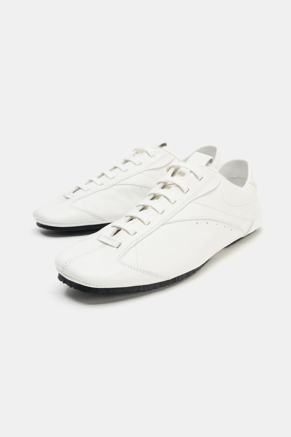 ZARA КОЖАНЫЕ ТУФЛИ-ДЕРБИ, БЕЛЫЙ