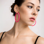 Серьги розовые пластиковые 6 см, NNMB31