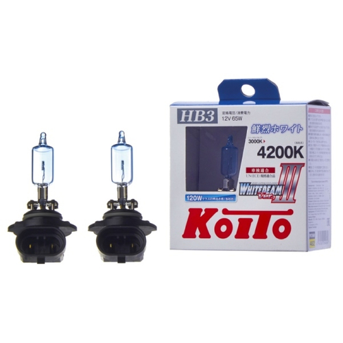 Лампа высокотемпературная Koito Whitebeam 9005 (HB3) 12V 65W (120W) 4200K (комплект 2 шт.) P0756W