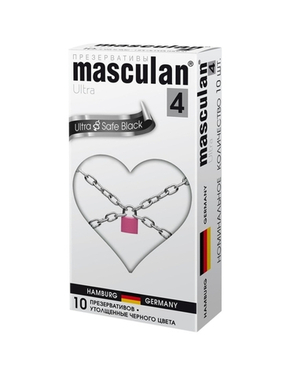 Презервативы "Masculan, 4 Ultra Safe Black", утолщенные черного цвета, 10 шт.