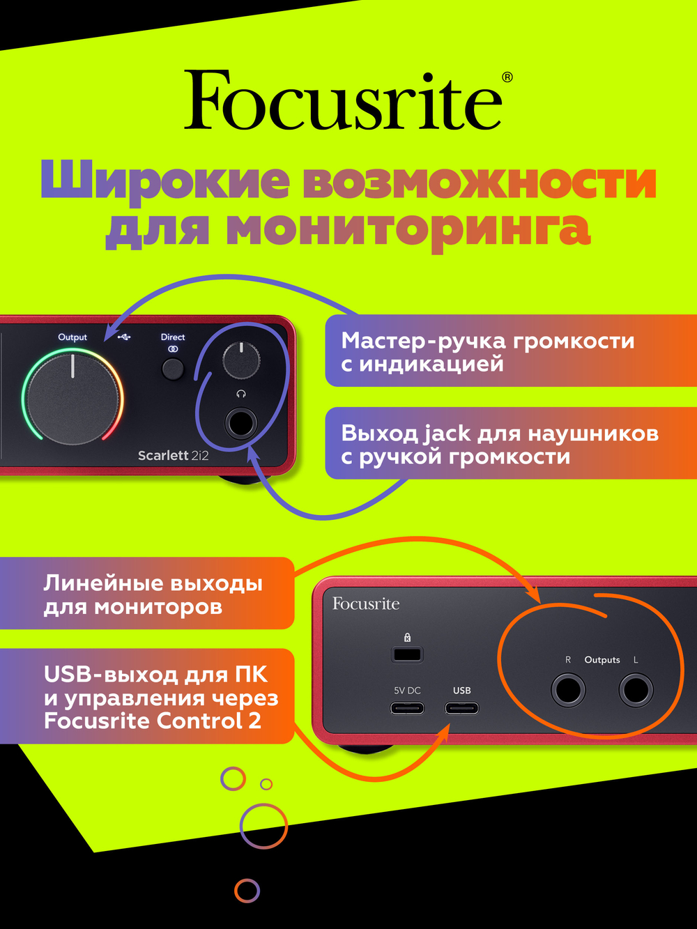 Внешняя звуковая карта Focusrite Scarlett 2i2 4th Gen