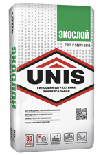 Штукатурка UNIS ЭКОСЛОЙ гипсовая безусадочная универсальная 30 кг