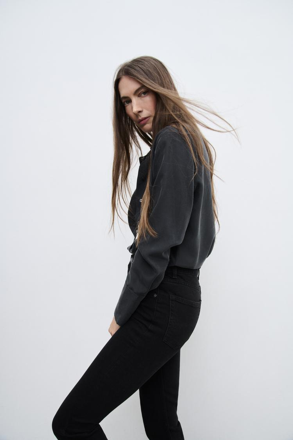 ZARA ДЖИНСЫ SKINNY С ВЫСОКОЙ ПОСАДКОЙ — ZW COLLECTION, ЧЕРНЫЙ
