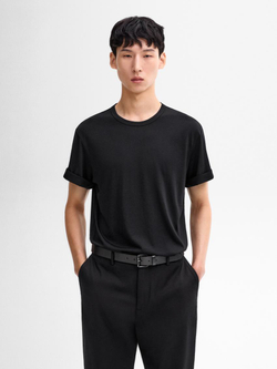 Massimo Dutti Футболка из смесовой шерсти, черный