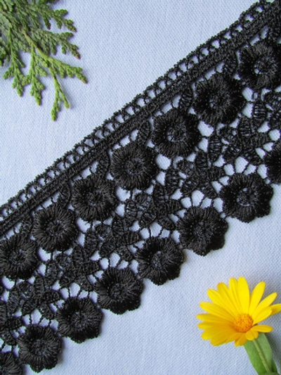 Кружево плетеное, ш. 7,8 см, чёрный