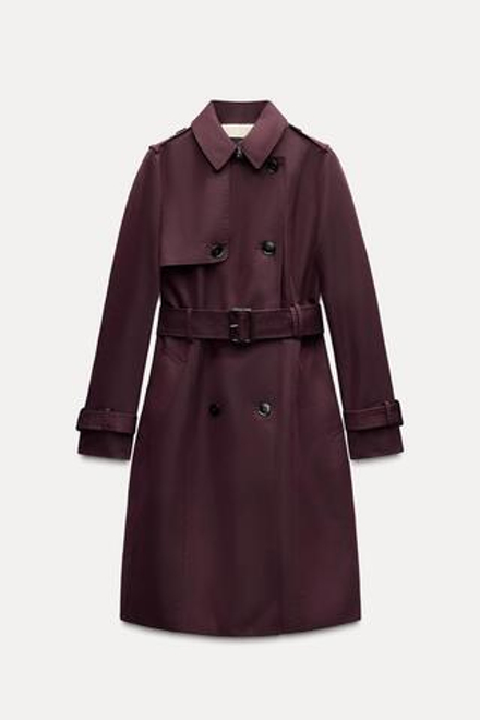 ZARA ТРЕНЧ WATER-REPELLENT — ZW COLLECTION, ЦВЕТ БУРГУНДСКОГО ВИНА