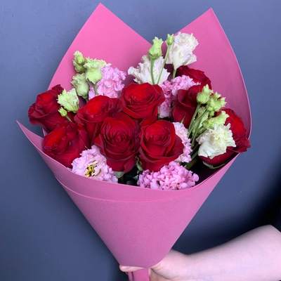 Букет "Флер"(роза ,эустома)