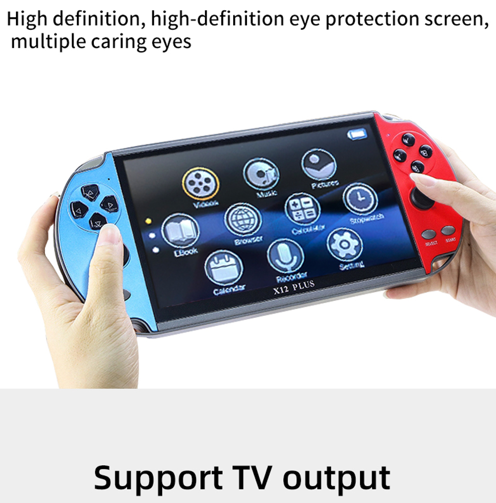 Консоль игровая X12 Plus, 7 дюймов, 16/48 ГБ, 2000 игр, 8/16/32/128 бит, портативная приставка