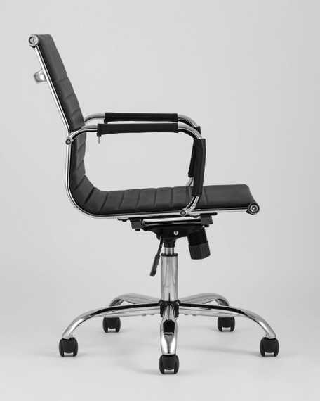 Компьютерное кресло TopChairs City S офисное черное в обивке из экокожи, механизм регулирования по высоте и качания Top Gun