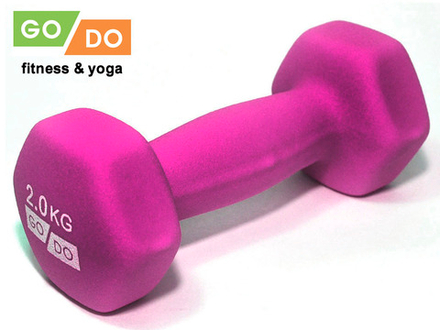 Гантель GO DO в виниловой матовой неопреновой оболочке.  Вес 2 кг.  (Фиолетовый)