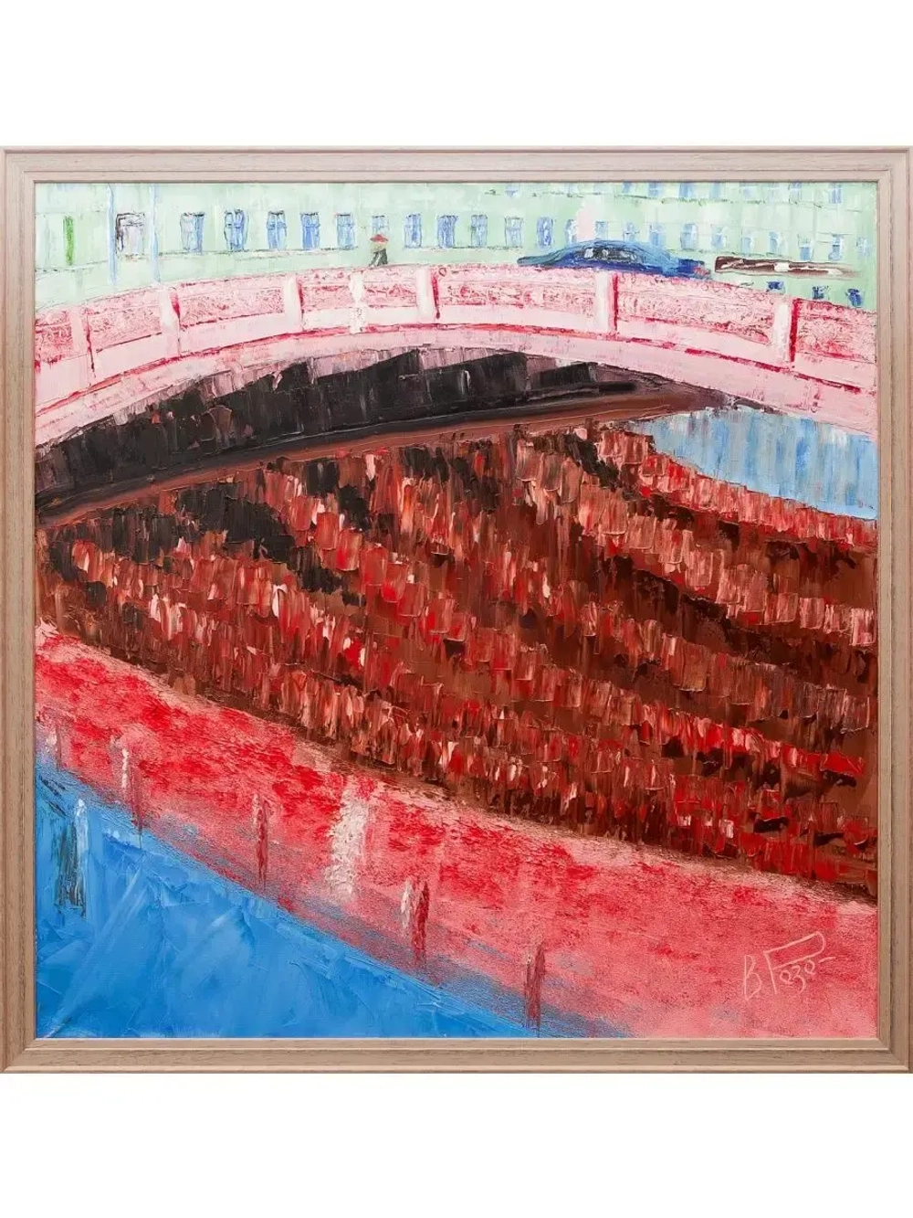 Картина маслом "Красный мост" Розо
