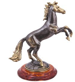 Народные промыслы AM-4232 Фигурка «Лошадь Спирит» бол. (латунь, янтарь)
