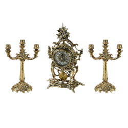 Bello De Bronze Каминные часы с маятником с канделябрами "Под Розами"