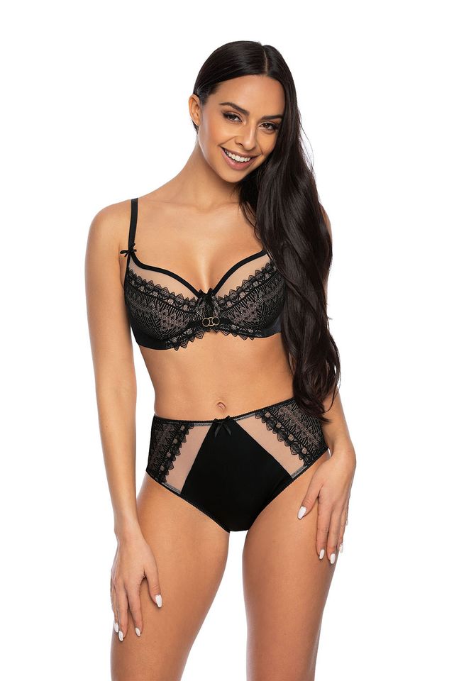 Высокие трусики Marion в черно-бежевом цвете