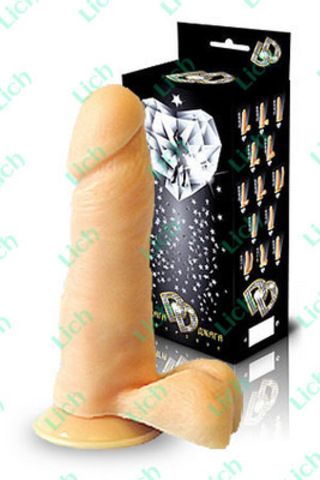 Фаллоимитатор на присоске с мошонкой. 15,5 см.