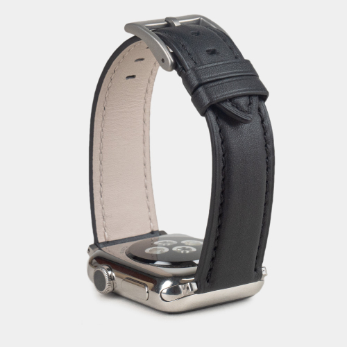 Ремешок для Apple Watch 44/45/46 mm из кожи теленка, черного цвета