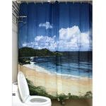 Штора для ванной комнаты Фотопринт 180*200 "ПЛЯЖ" с кольцами DX-047