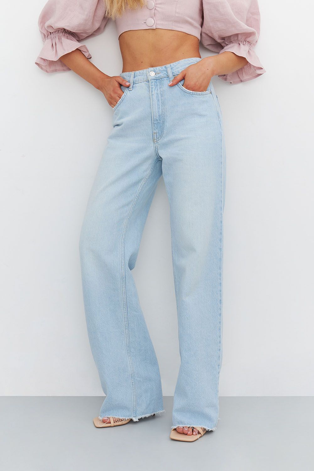 Джинсы Wide Leg голубого цвета