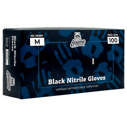 LERATON M Перчатки нитриловые, черные 100шт