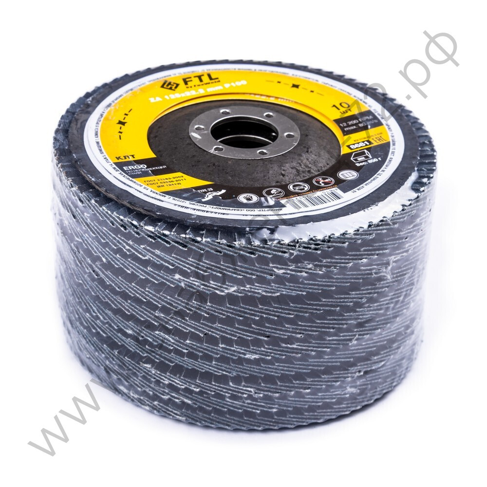 Круг лепестковый для шлифования по нержавеющей стали FTL Ergo цирконий 29 125 х 22,2 мм P100