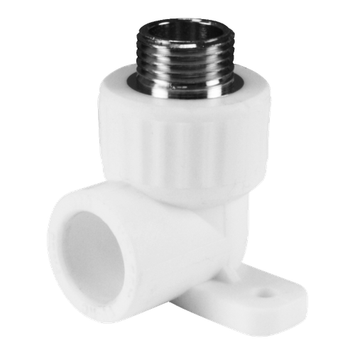 Угольник PP-R комбинированный белый НР Дн 20х1/2" с креплением VALFEX 10121020