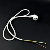 Белый шнур силовой, кабель питания ПВС-ВП 3х0,75 1.2 м с Г-образной евровилкой