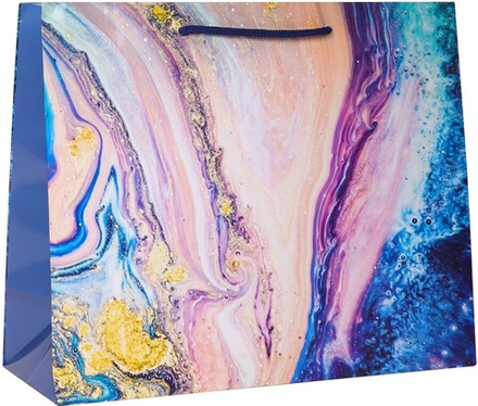 Пакет подарочный, Мрамор, Золотой узор, 40*47*14 см, 1 шт.