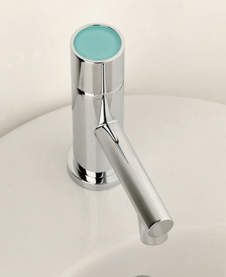 Смеситель для раковины Ritmonio Diametrotrentacinque без донного клапана, вставка WaterBlue, хром E0IN0118CRL E030