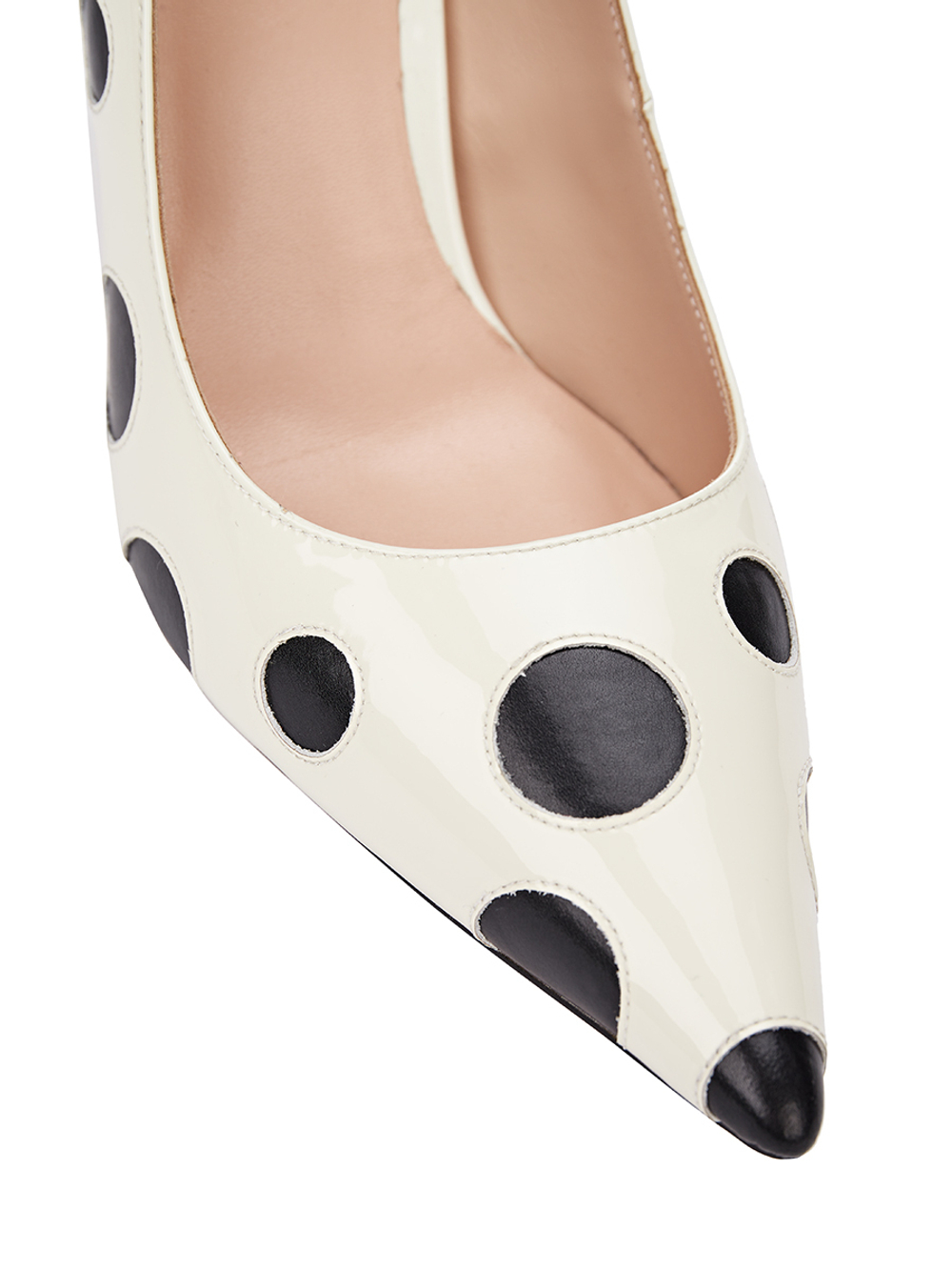 Женские туфли кожаные белые в горох